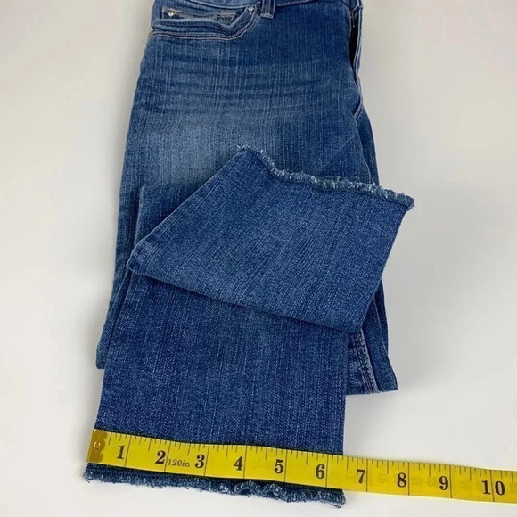 WHBM slim crop mid rise skinny  size 4 jeans distressed raw hem medium wash - Picture 12 of 17